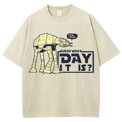 Pew Pew！Guess What Day It Is？ Vintage Distressed T-shirt