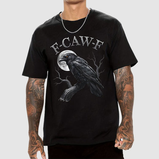 Black Crow F-Caw-F Funny Black Bird Moon Geek T-Shirt