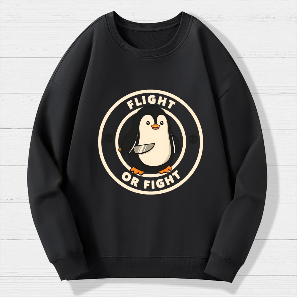 Flight or Fight Penguin Geek Cotton Sweatshirt