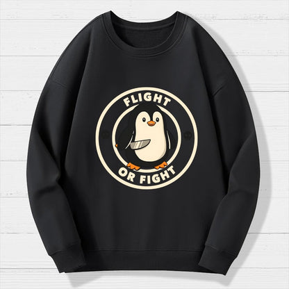 Flight or Fight Penguin Geek Cotton Sweatshirt