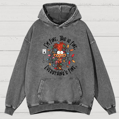 I'm Fine This Is Fine Everything Is Fine Christmas Light  Vintage Distressed Hoodie
