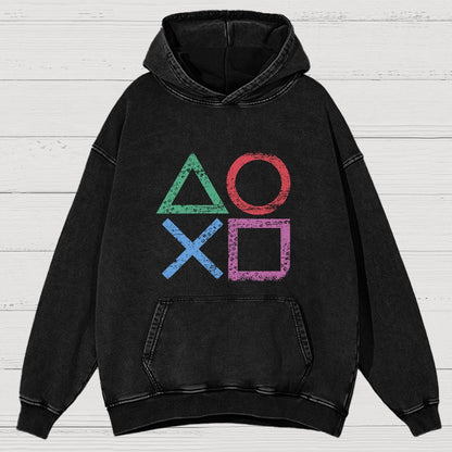 Gaming symbols Geeky Vintage Distressed Hoodie