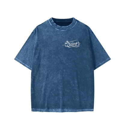 Captain's Shark Fishing Front And Back Printing Washed T-shirt