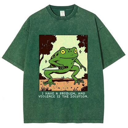 Frog Violence Vintage Distressed T-shirt