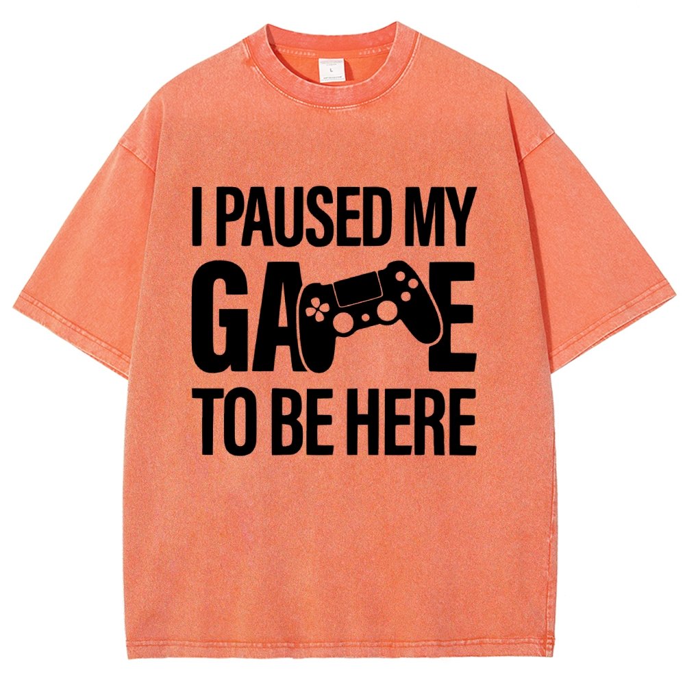 I paused my Game to Be Here Funny Gaming Vintage Distressed T-shirt