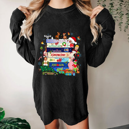 90s Style Christmas Washed Long Sleeve Tee