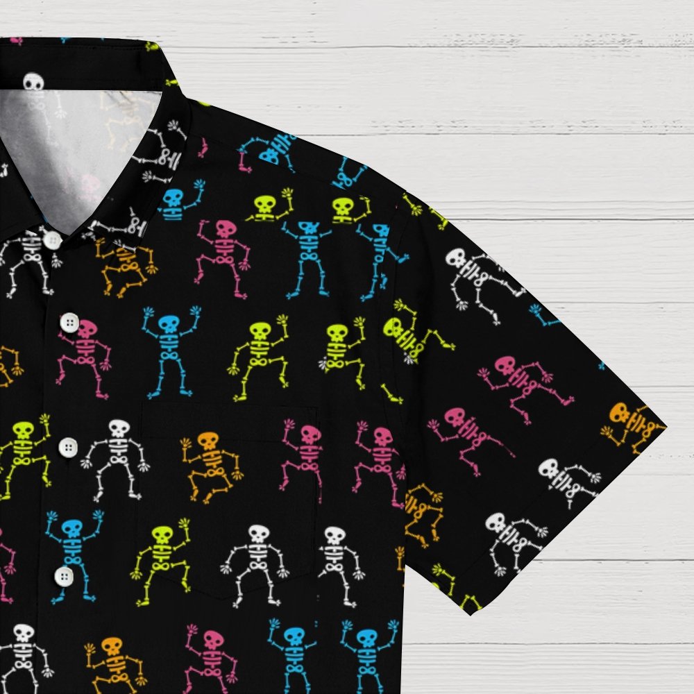 Dancing Skull Art Print Geek Hawaiian Shirt