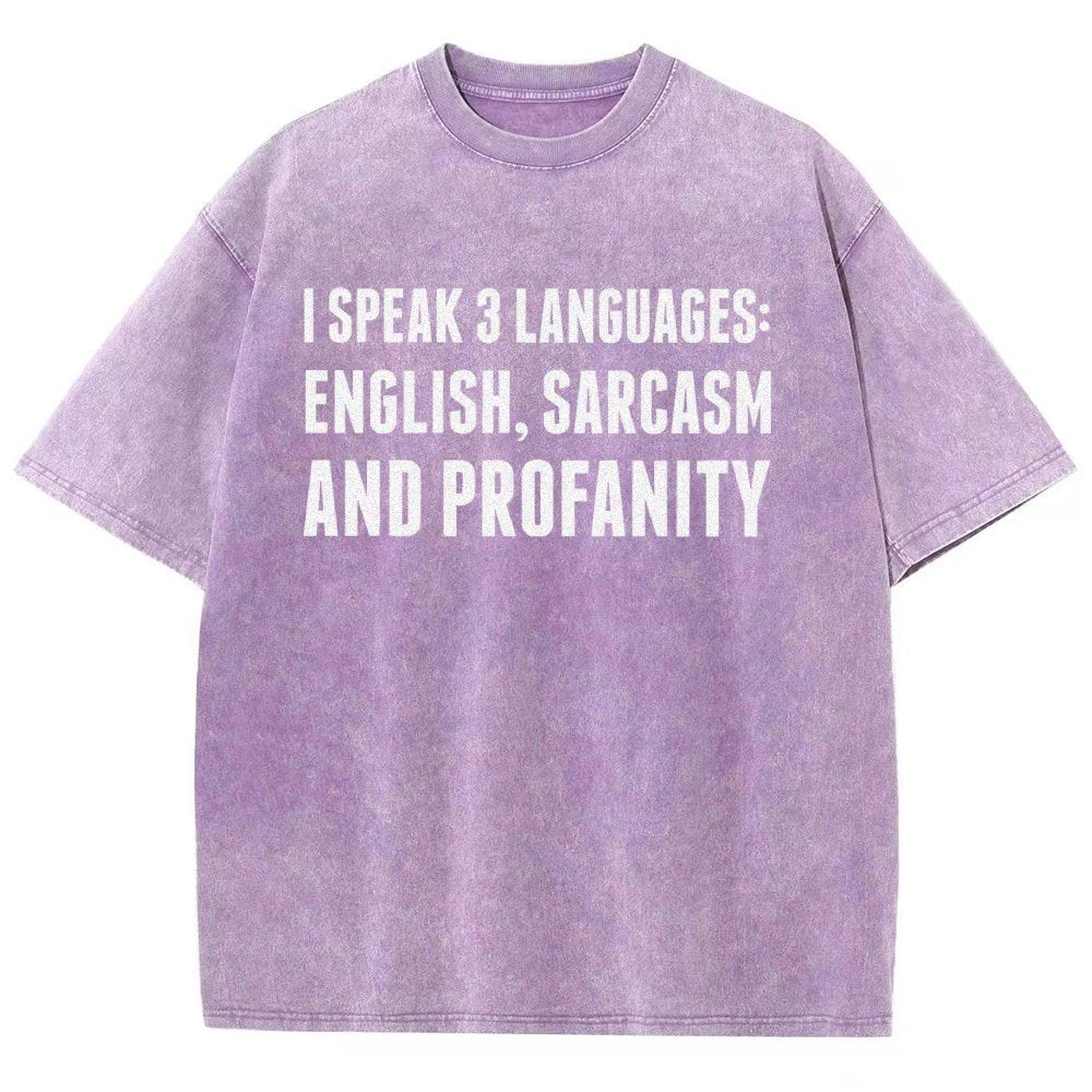 Funny Word I speak English Sarcasm and Profanity Vintage Distressed T-shirt