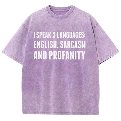 Funny Word I speak English Sarcasm and Profanity Vintage Distressed T-shirt