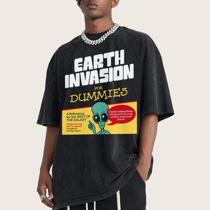 Earth Invasion for Dummies Vintage Distressed T-shirt