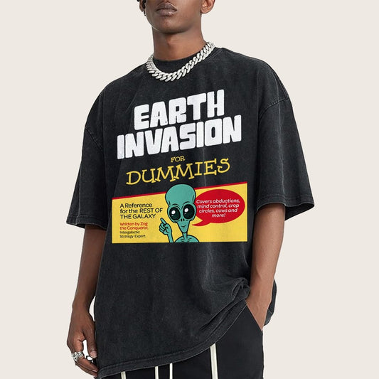 Earth Invasion for Dummies Vintage Distressed T-shirt
