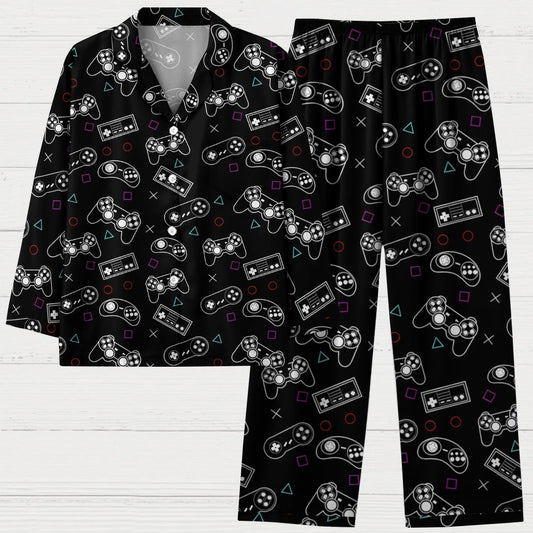 Retro Game Console Geek Long Sleeve Pajama Set