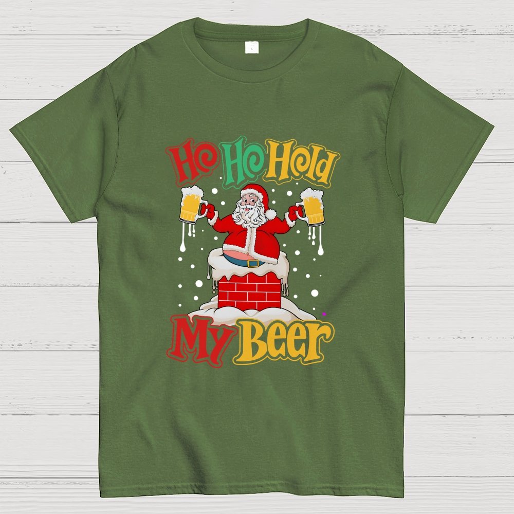 Ho Ho Hold My Beer Christmas Geek T-Shirt