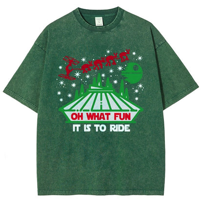 Oh！What Fun It Is To Ride Christmas Vintage Distressed T-shirt