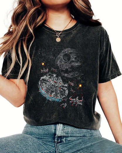 Epic Space Battle Vintage Distressed T-shirt