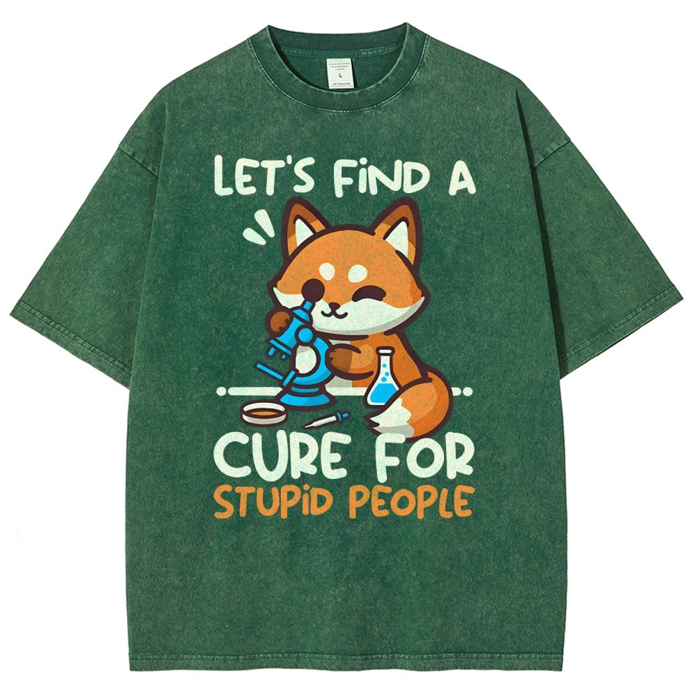 Fox Cure For Stupid People Vintage Distressed T-shirt