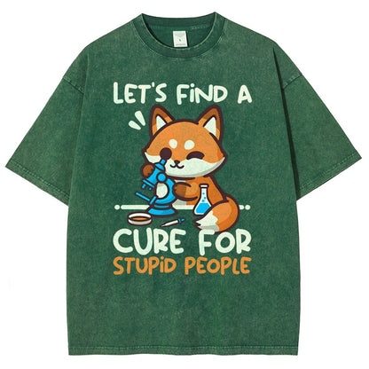 Fox Cure For Stupid People Vintage Distressed T-shirt