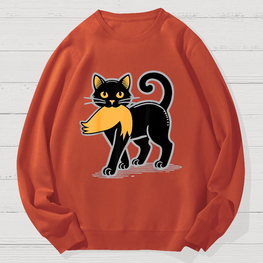 Black Cat Sarcasm Funny Cotton Sweatshirt
