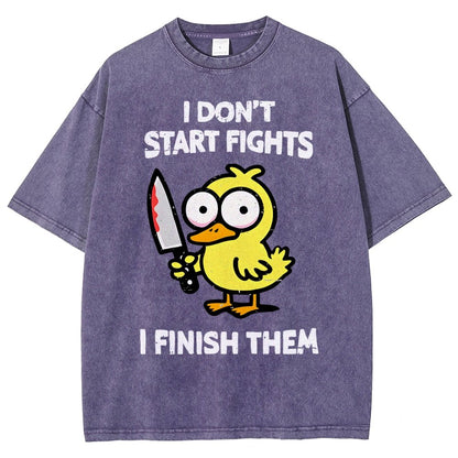 I Don't Start Fights Vintage Distressed T-shirt