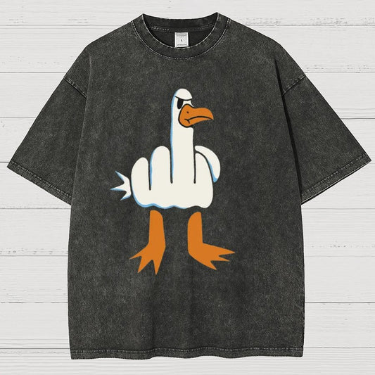 Rude Seagull Design Funny Vintage Distressed T-shirt