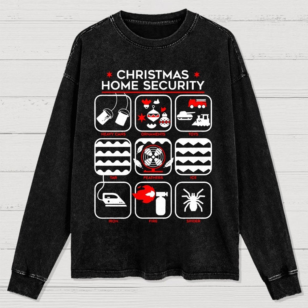 Christmas Home Security Washed Long Sleeve Tee