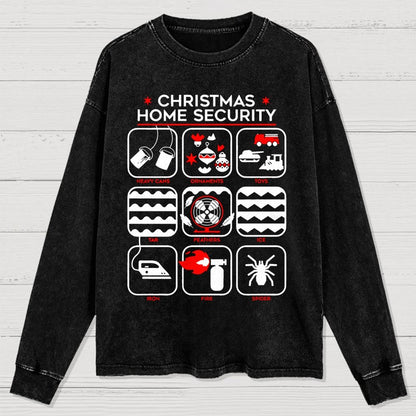 Christmas Home Security Washed Long Sleeve Tee