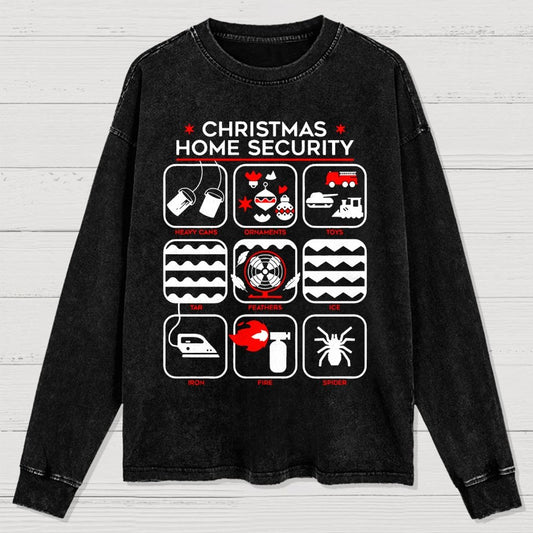 Christmas Home Security Washed Long Sleeve Tee