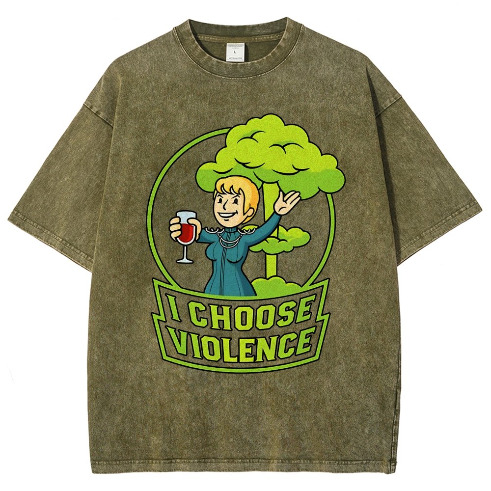 I Choose Violence & Green Atomic Vintage Distressed T-shirt