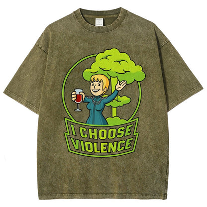 I Choose Violence & Green Atomic Vintage Distressed T-shirt