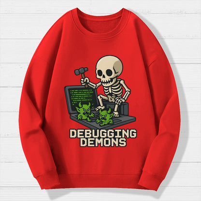 Debugging Demons Funny Programmer Geek Cotton Sweatshirt
