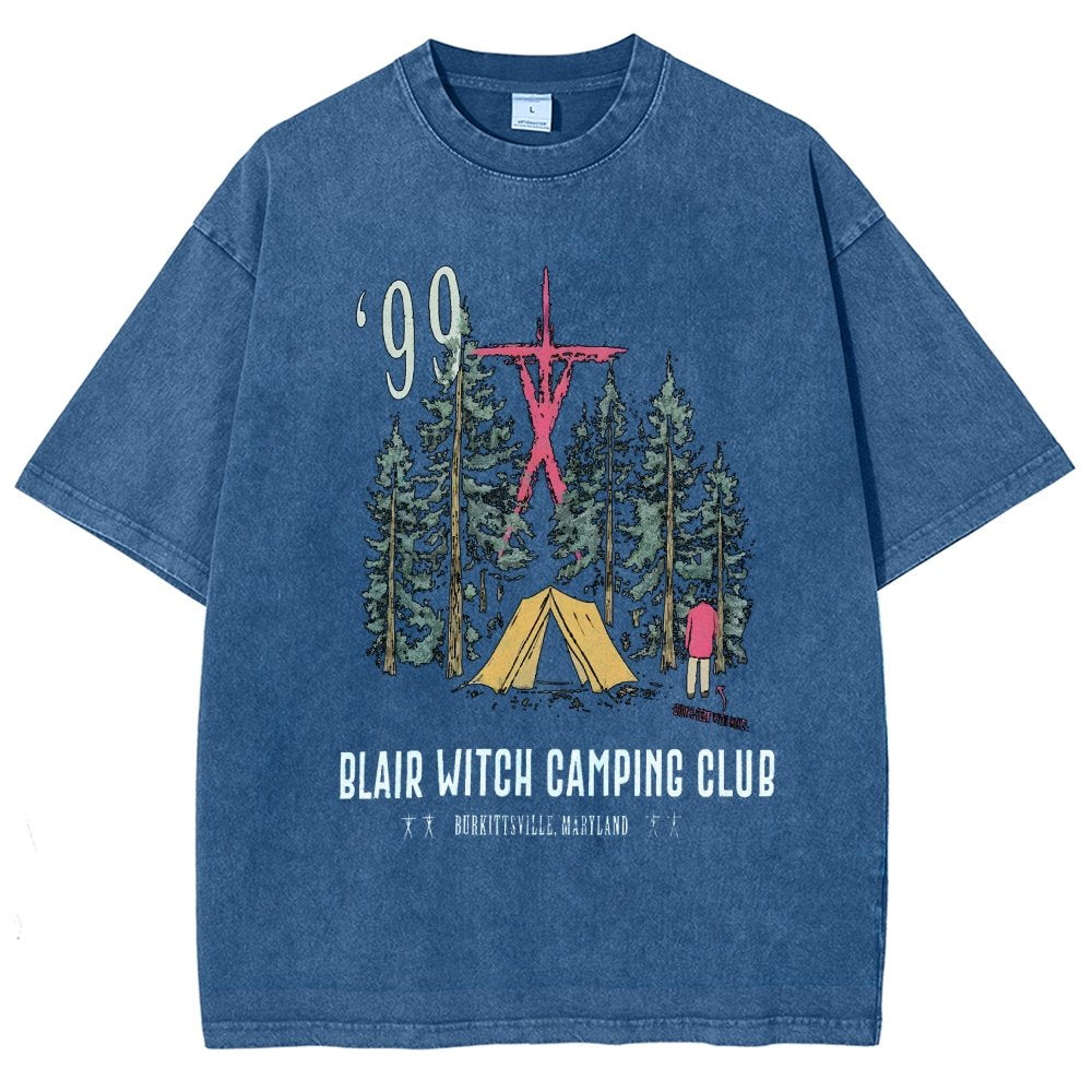 Witch Camping Vintage Distressed T-shirt