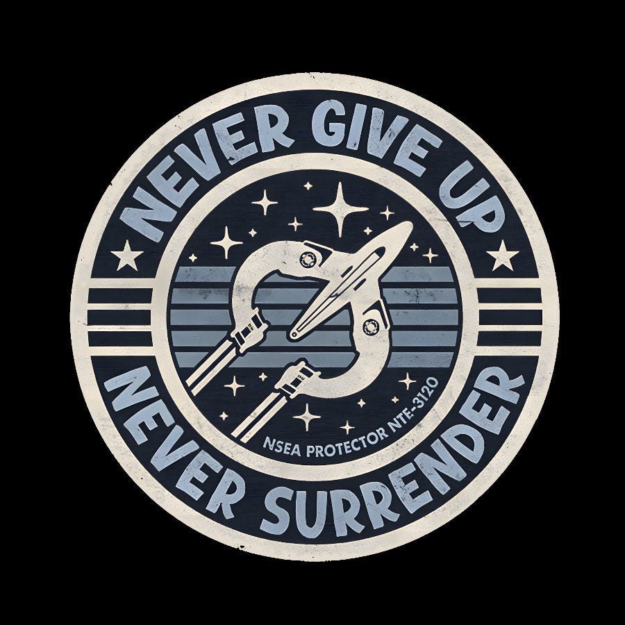 Never Give Up Never Surrender! Geek Washed Long Sleeve Tee