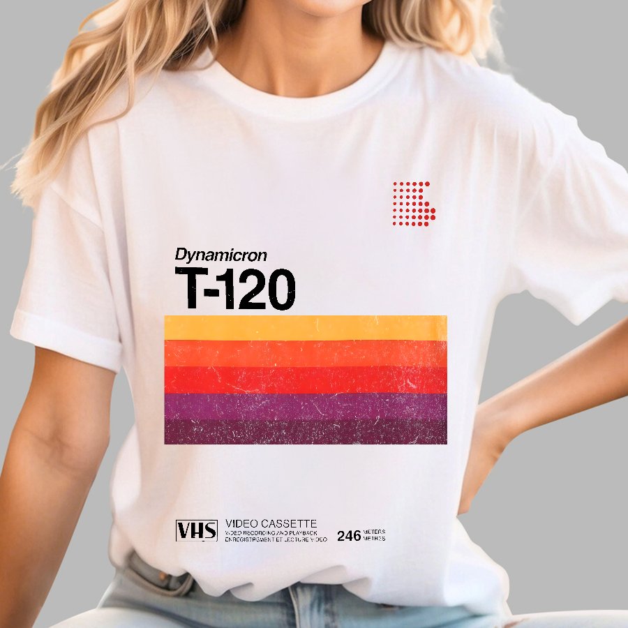 VHS T-120 Vintage Video Tape Retro Graphic Geek T-Shirt