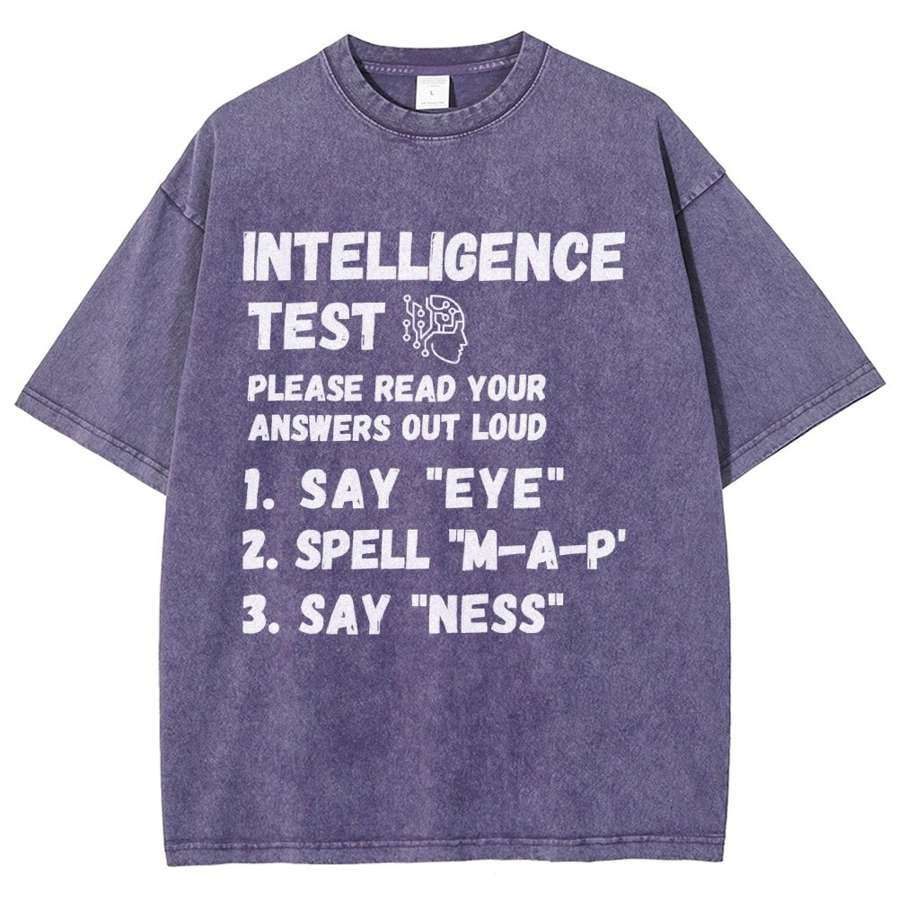 Intelligence Test Say Eye M A P Ness Vintage Distressed T-shirt