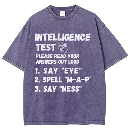 Intelligence Test Say Eye M A P Ness Vintage Distressed T-shirt