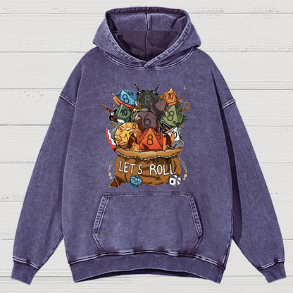 Let's Roll Nerdy Vintage Distressed Hoodie