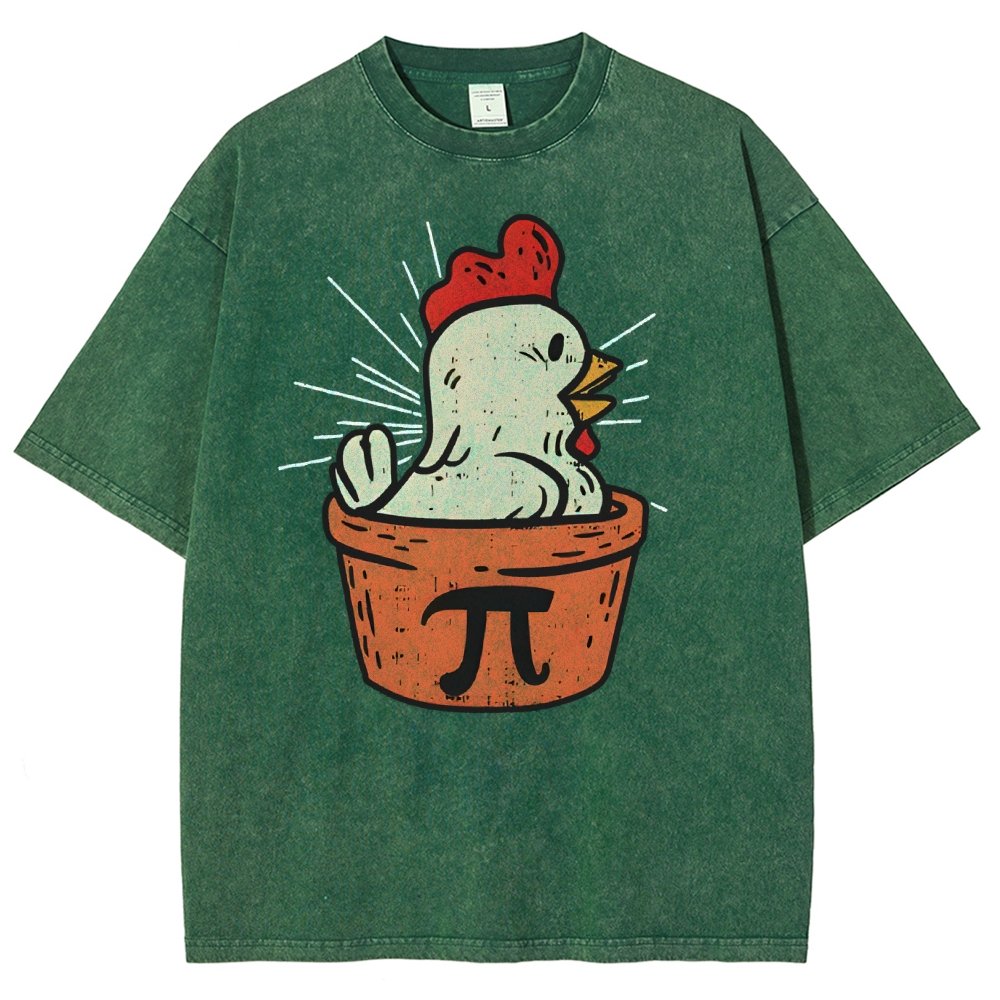 Funny Chicken Pot Pi Vintage Distressed T-shirt