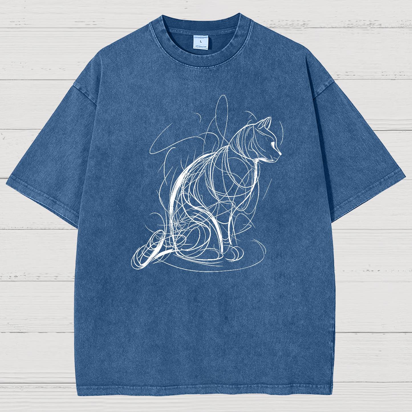 Cat lines Vintage Distressed T-shirt