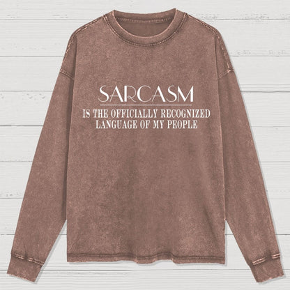 Fluently Sarcastic Washed Long Sleeve Tee