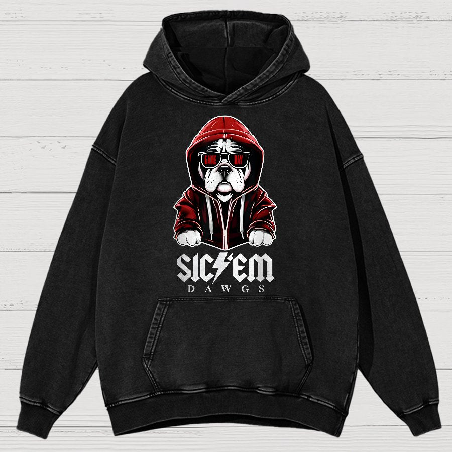 Bulldogs Football Spirit Game Day Retro Sports Vintage Distressed Hoodie