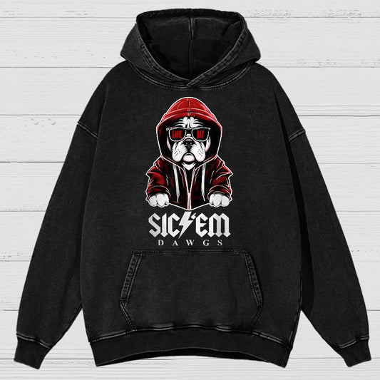 Bulldogs Football Spirit Game Day Retro Sports Vintage Distressed Hoodie