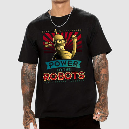 Power To The Robots Geek T-Shirt