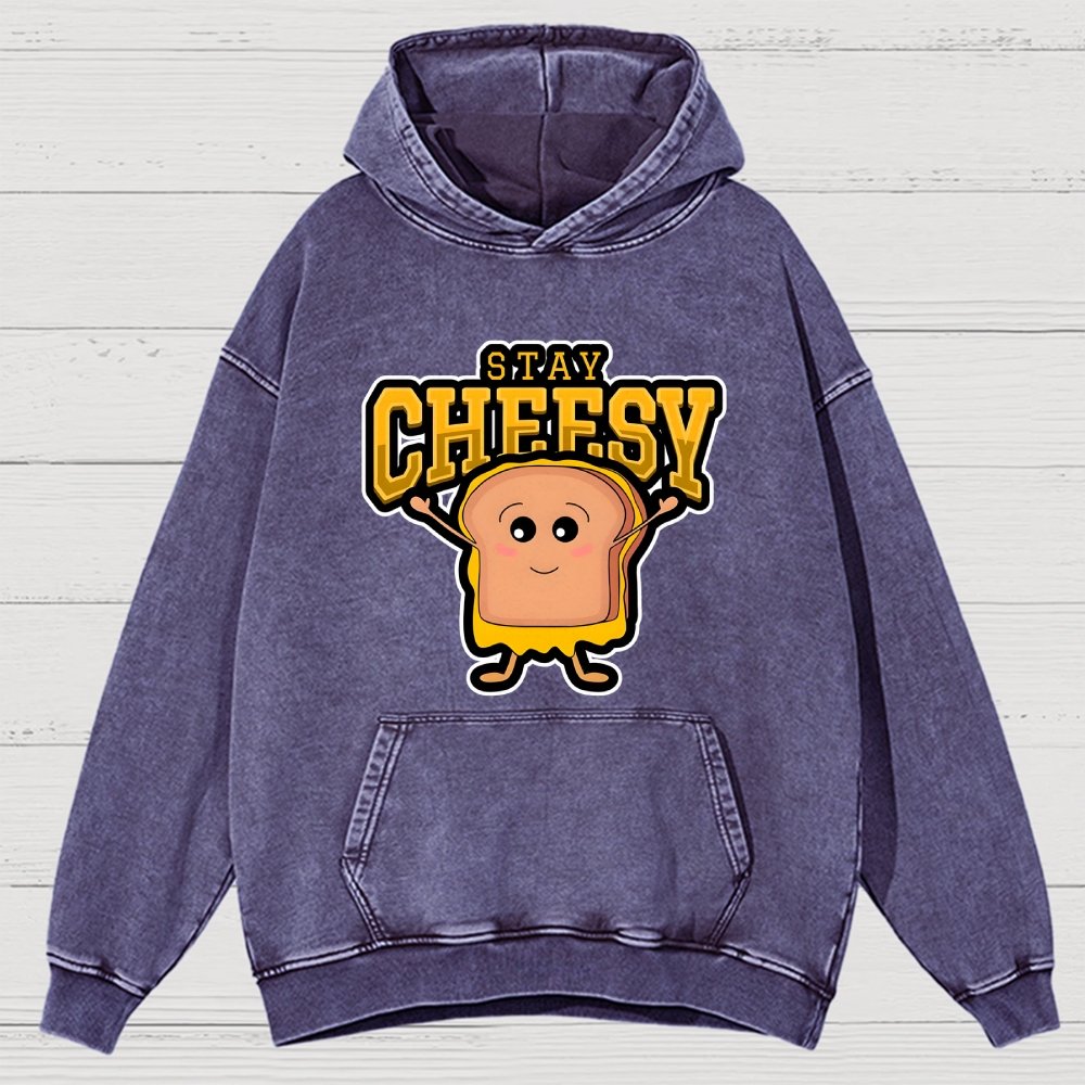 Sandwich Stay Cheesy Vintage Distressed Hoodie