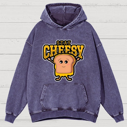 Sandwich Stay Cheesy Vintage Distressed Hoodie