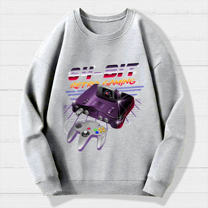 '64-Bit Retro Gaming Geek Cotton Sweatshirt