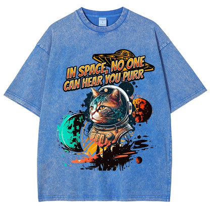 In Space No One Can Hear You Purr Vintage Distressed T-shirt