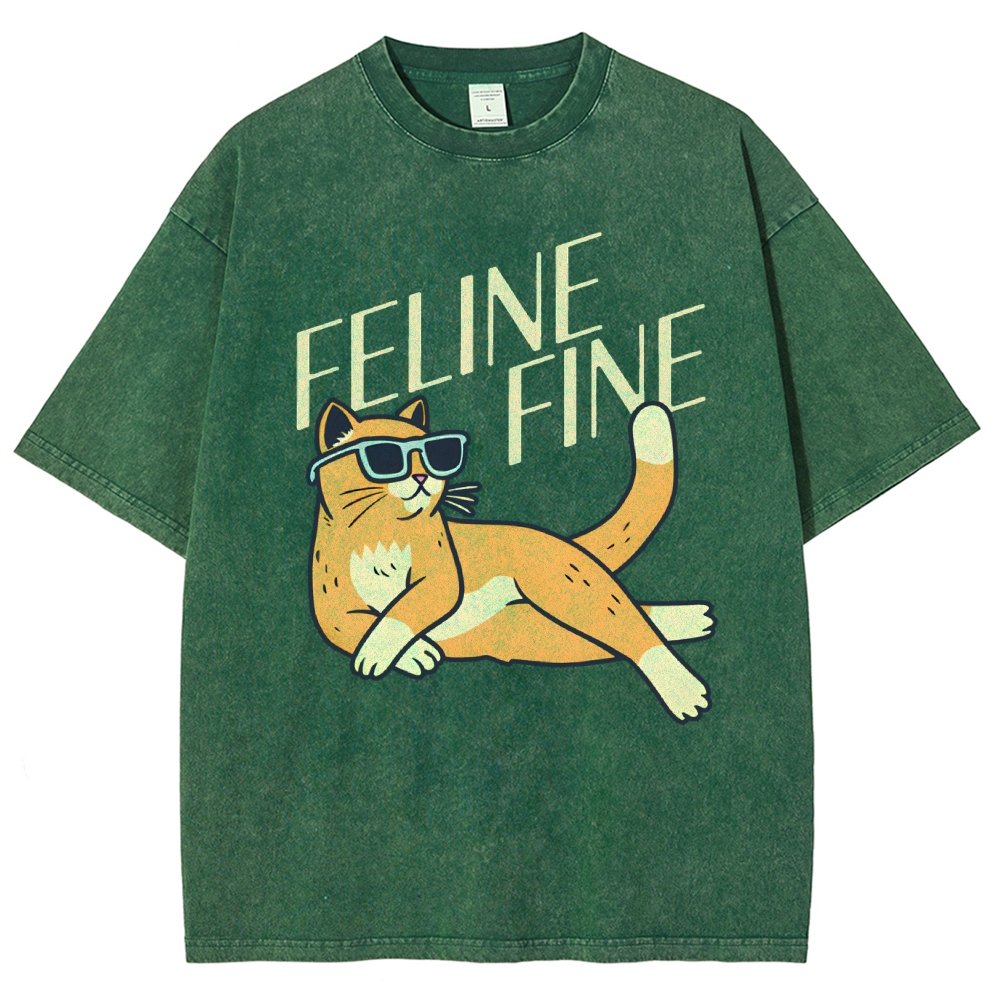 Feline Fine Vintage Distressed T-shirt