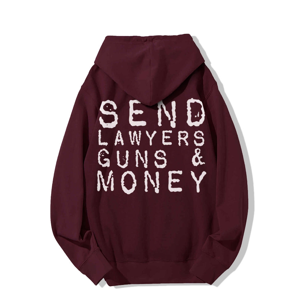 Send Lawyers Guns And Money Printed Back Unisex Cotton Hoodie