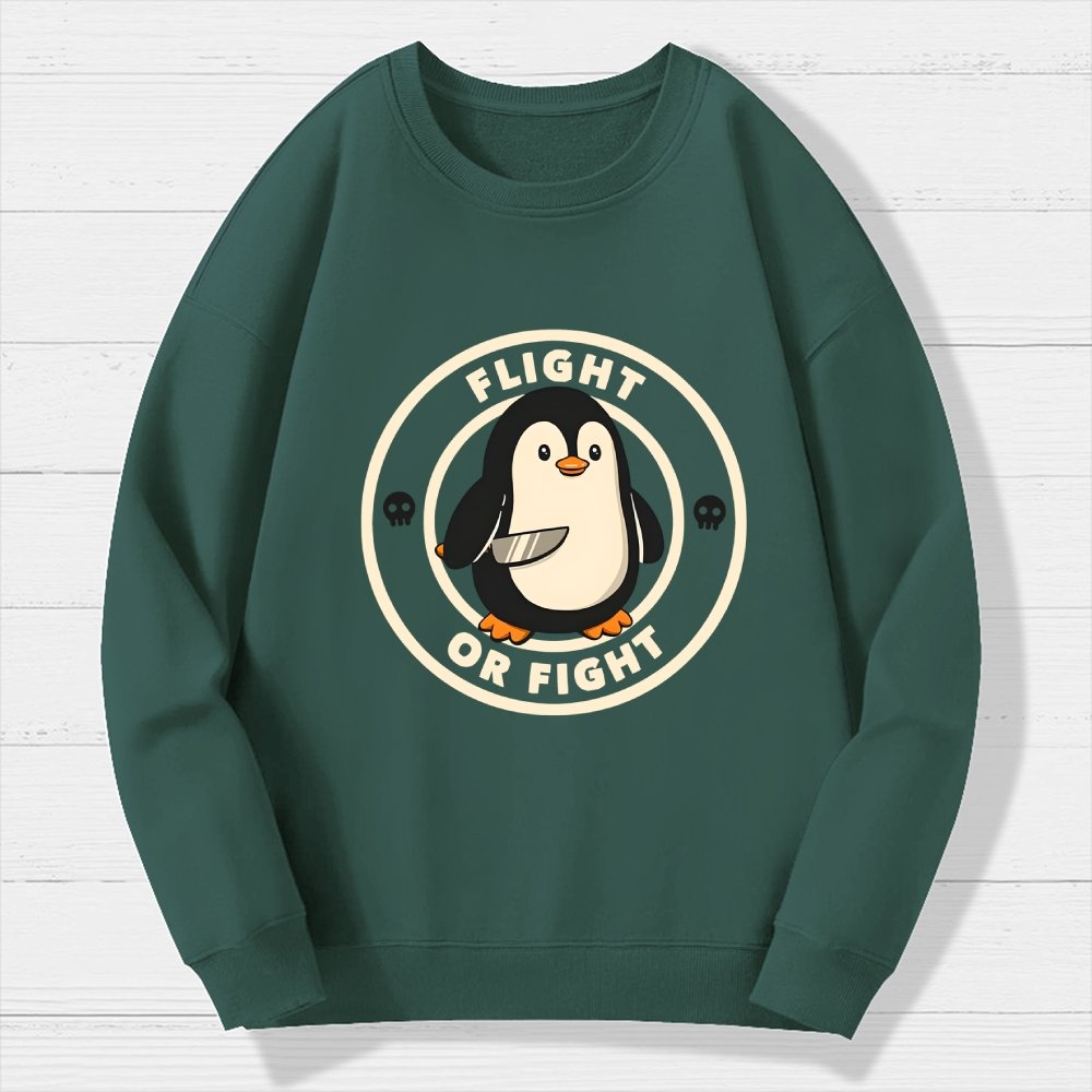 Flight or Fight Penguin Geek Cotton Sweatshirt