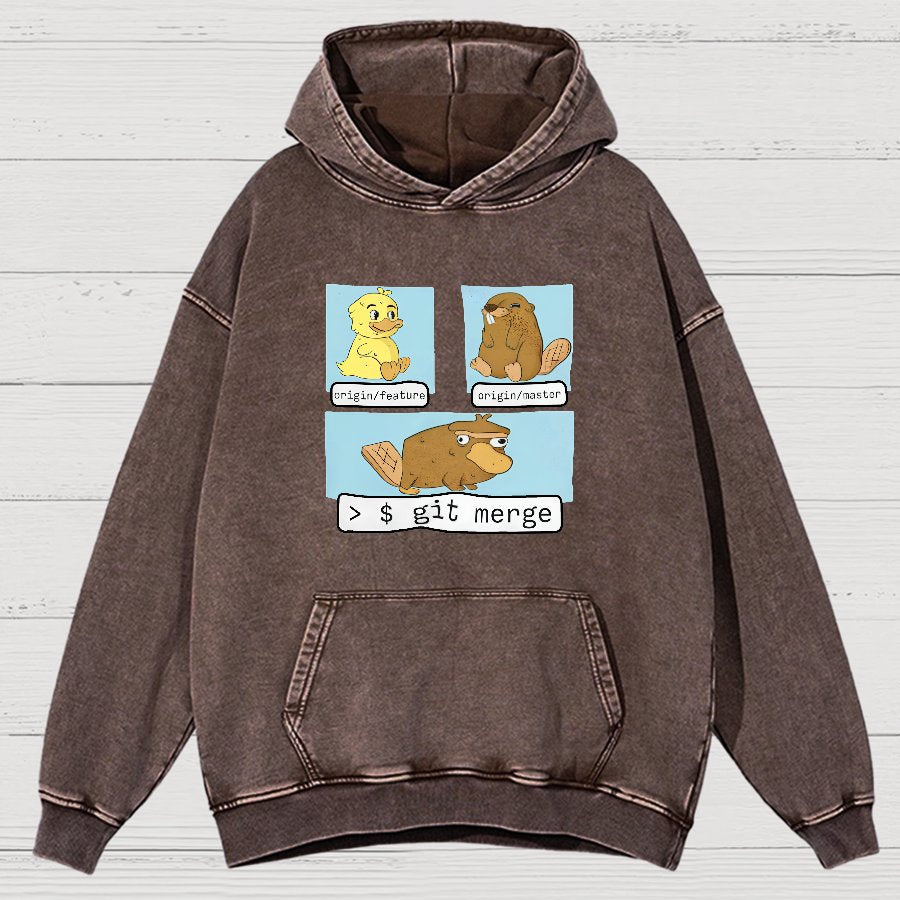 Git Merge Programmer Vintage Distressed Hoodie